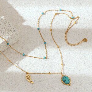 Gold and Turquoise Layered Necklace